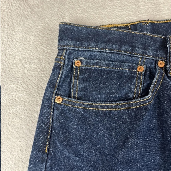 Levis 505 regular fit mens dark wash denim straight leg jeans size 38x32 - Picture 4 of 9